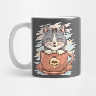 A grinning cat sipping coffee from a stylish mug Mug